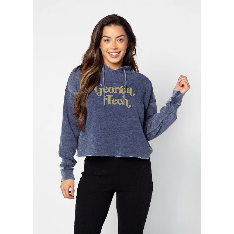 Ladies Georgia Tech Campus Cropped Hooded Sweatshirt Printed Sweatshirt Hoodie