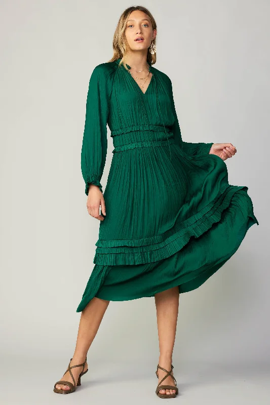 Leia Pleated Midi Dress Bright color unclassified dresses