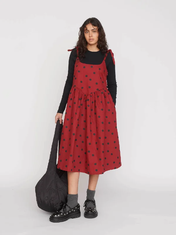 Polka Dot Tie Shoulder Dress Boho unclassified dresses