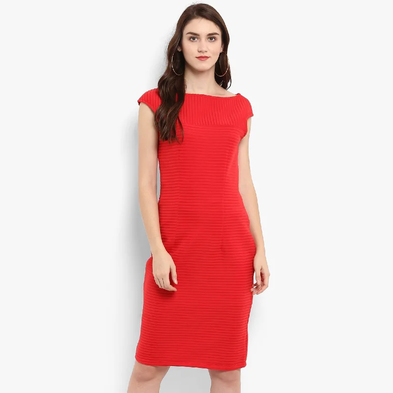 Women's Solid Self Striped Dress - Pannkh Vintage unclassified dresses