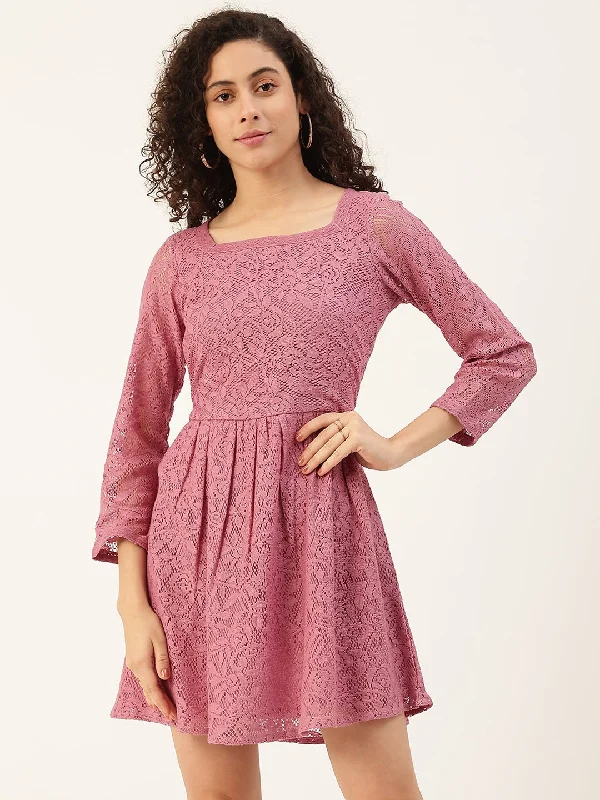 Women's Lavender Net Dress - Maaesa Street style unclassified dresses