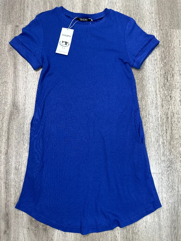 Dress Casual Short By YEKIPO In Blue, Size: S Sequin unclassified dresses