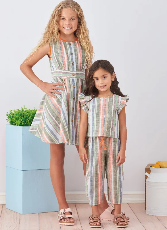 Simplicity 9761 sewing pattern Children's and Girls' Dress, Top and Pants Solid Color Shorts