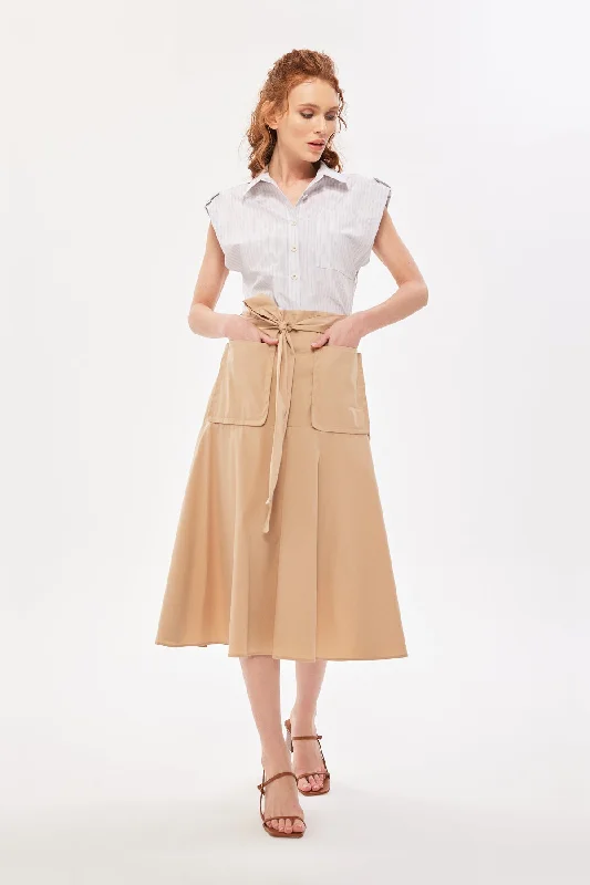 Long Dress Beige with Line Detail Formal maxi dresses