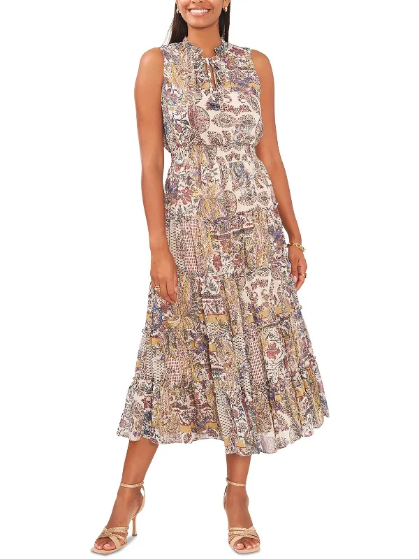 Womens Metallic Floral Maxi Dress Slim-fit Maxi Skirt