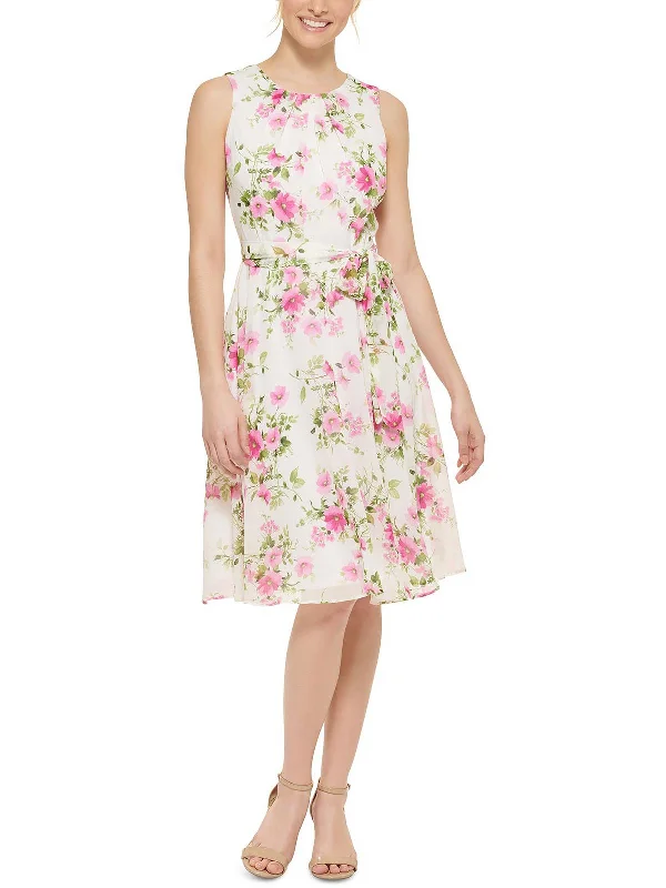 Womens Floral Print Knee Length Fit & Flare Dress Summer floral dresses